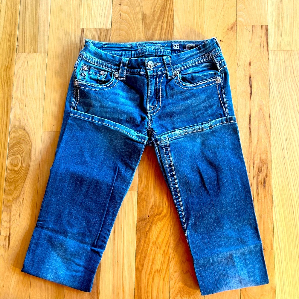 Miss Me Women's Blue Boot Cut Jeans with Embellished Pockets - Picture 6 of 7